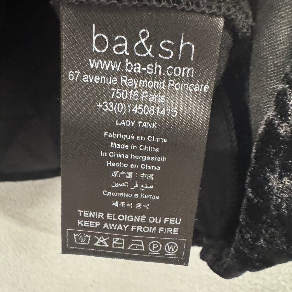 ba&sh Viera Camisole Top Black Velvet Silk Lace Cami Tank Womens US 6 INT M - Picture 6 of 11